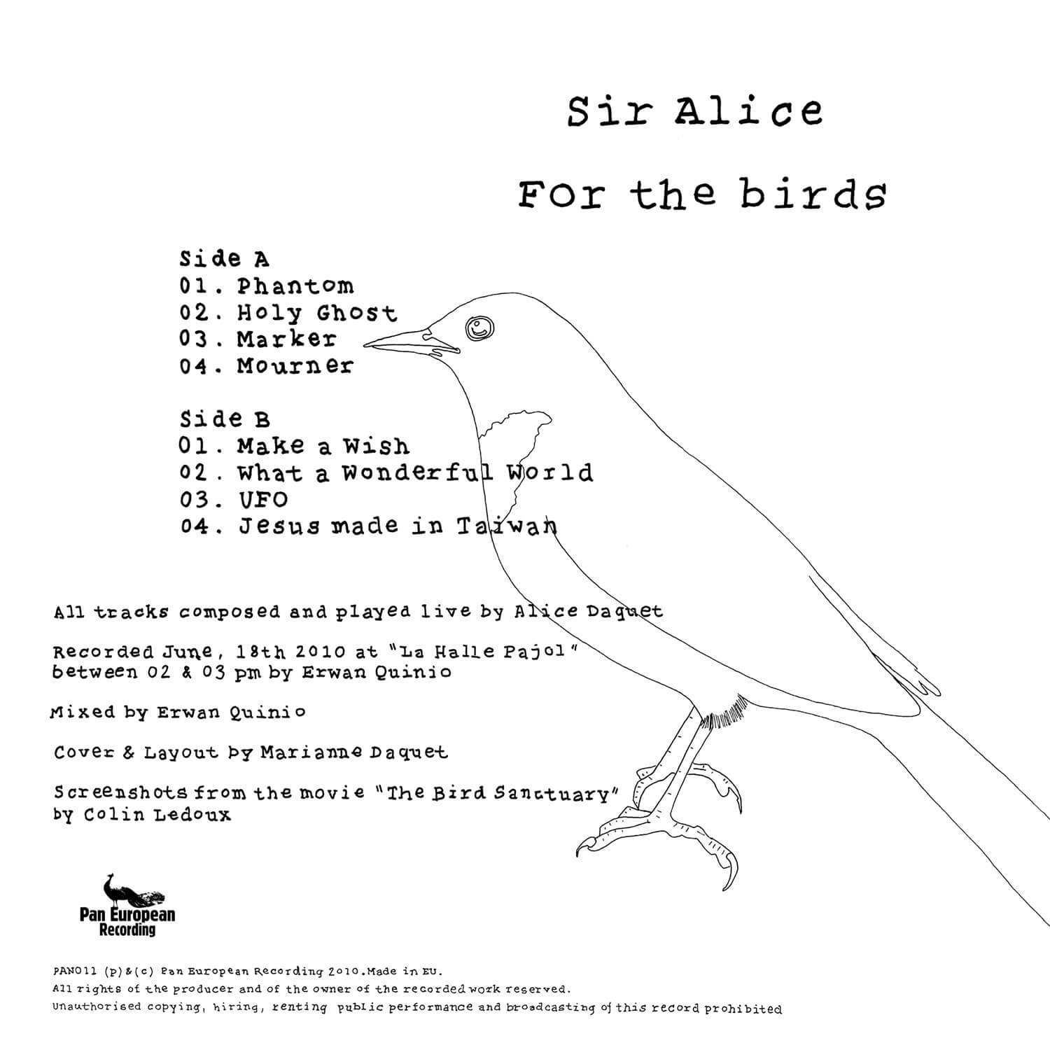For the birds de Sir Alice - Verso