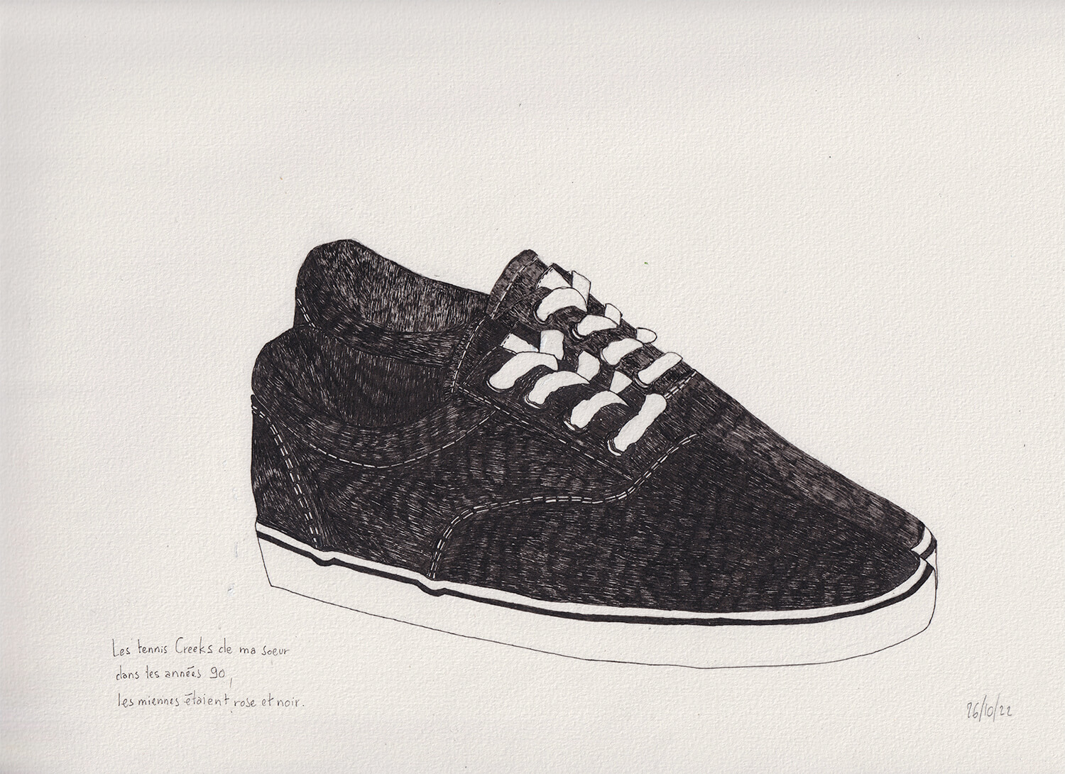 tennis Creeks noires dessin encre